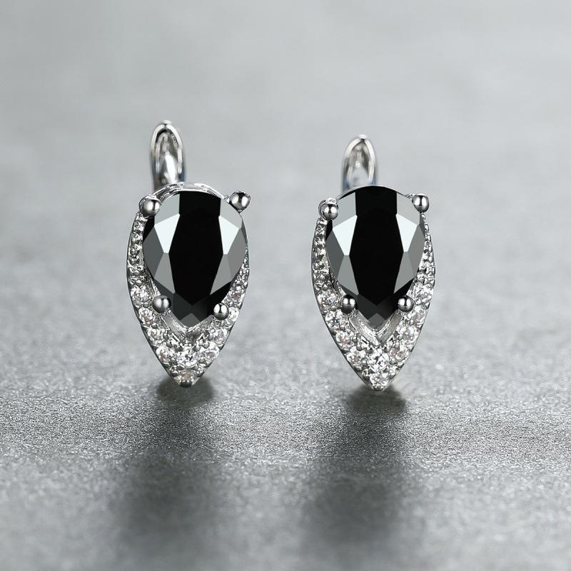 New drop-shaped emerald zircon plated champagne gold ear buckle wedding earrings women's jewelry