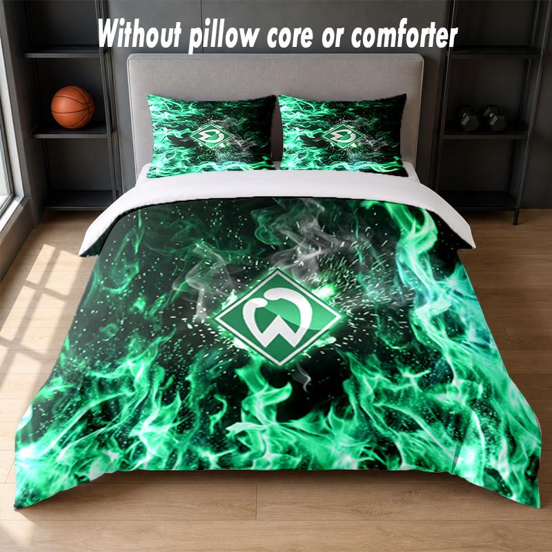 Werder Bremen Football Design Bed Bedding Set 1 Duvet Cover + 2 Pillowcases Soft Breathable Household Bed Linens