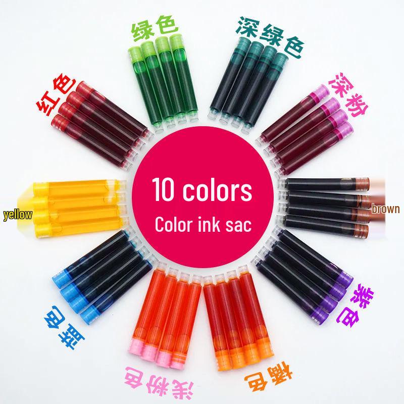 

Креативная прозрачная перьевая ручка с цветным чернильным картриджем – Идеально подходит для письма и рисования, портативная и заменяемая чернильная ручка прямого действия 3,4 мл 10 Colors in One Box