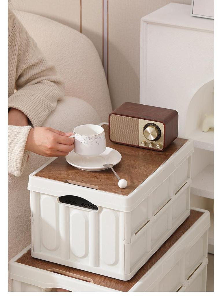 Portable Folding Picnic Basket with Wooden Top