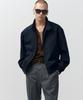 Noirer Wool Whipcord Harrington Jacket (Navy)