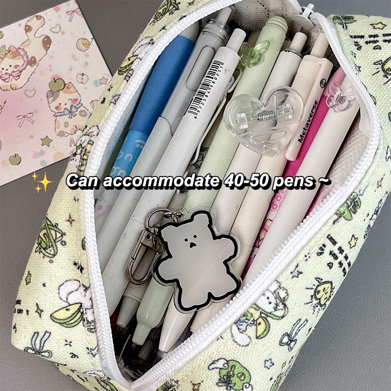 Cartoon Fruit Cat Pencil Bag Large Capacity Pencil Case Ins Style Fresh Cosmetic Bag Student Stationery Storage Pouch