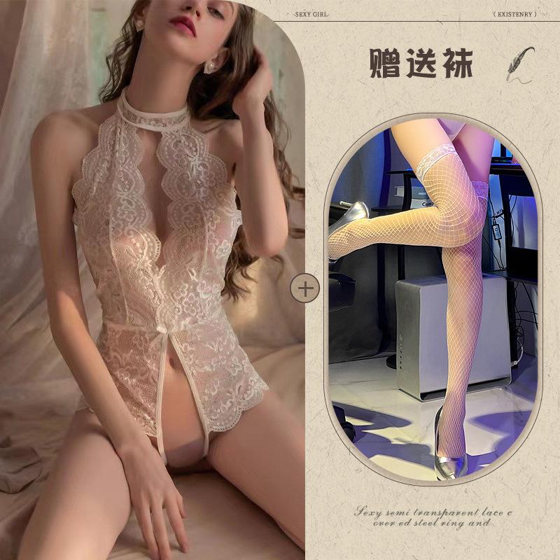 Sexy lingerie sexy teasing women open crotch lace seduction onesie free suit