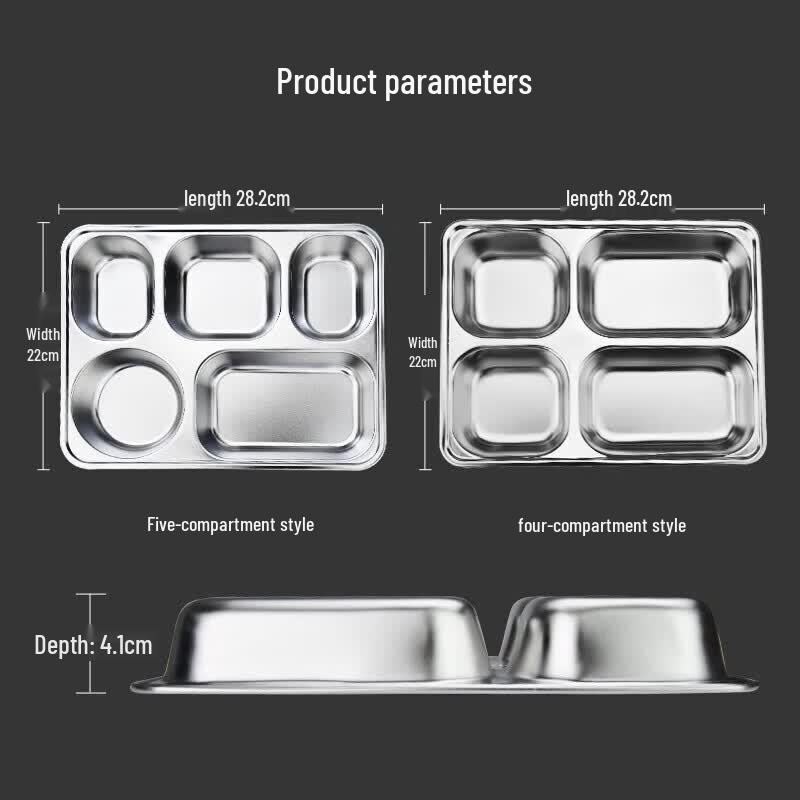 

Deepened 5-Compartment Stainless Steel Lunch Plate Set