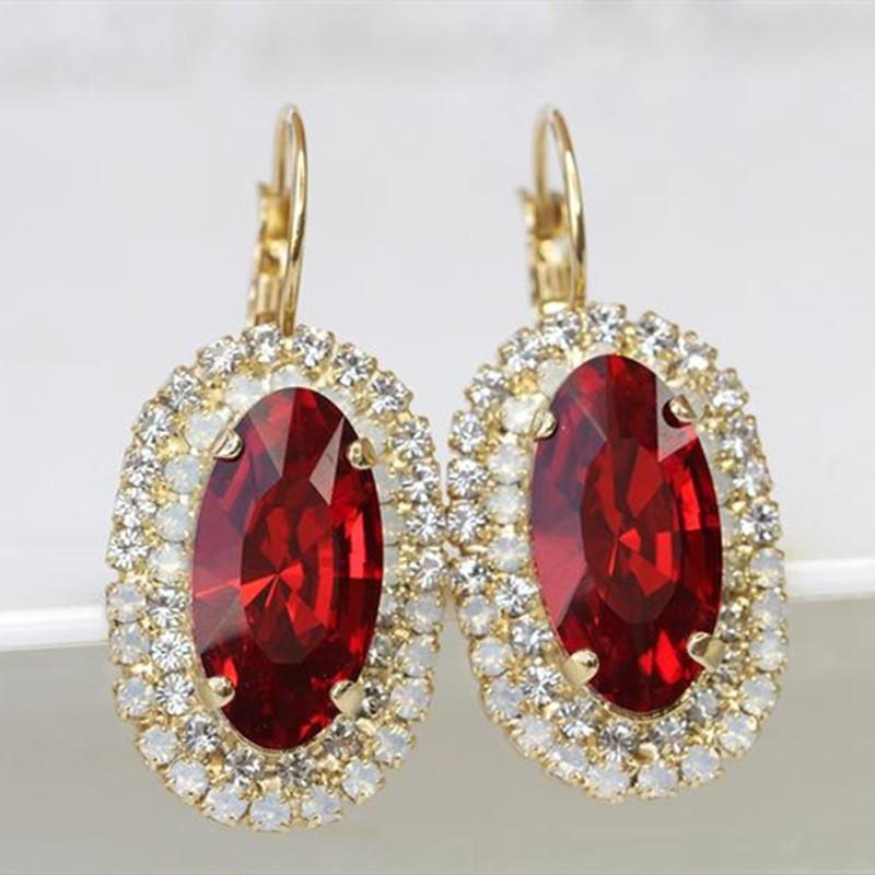 

Модные женские красные овальные серьги-яйца из кристалла, свадебные, Bling, Iced Out, со стразами, AAA CZ, для женщин, на вечеринку