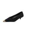 Spring 2025 New Retro Leopard Print Metal Shallow Mouth Single Shoes French Temperament Suede Pointed Stiletto High Heels