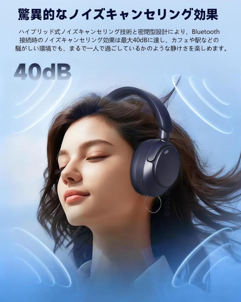 Bluetooth Wireless Headphones with 6 Silicone ANC Noise Up To 80 Hours AI IPX7 Latest Bluetooth Dual Multipoint Comfortable and Lightweight Noise