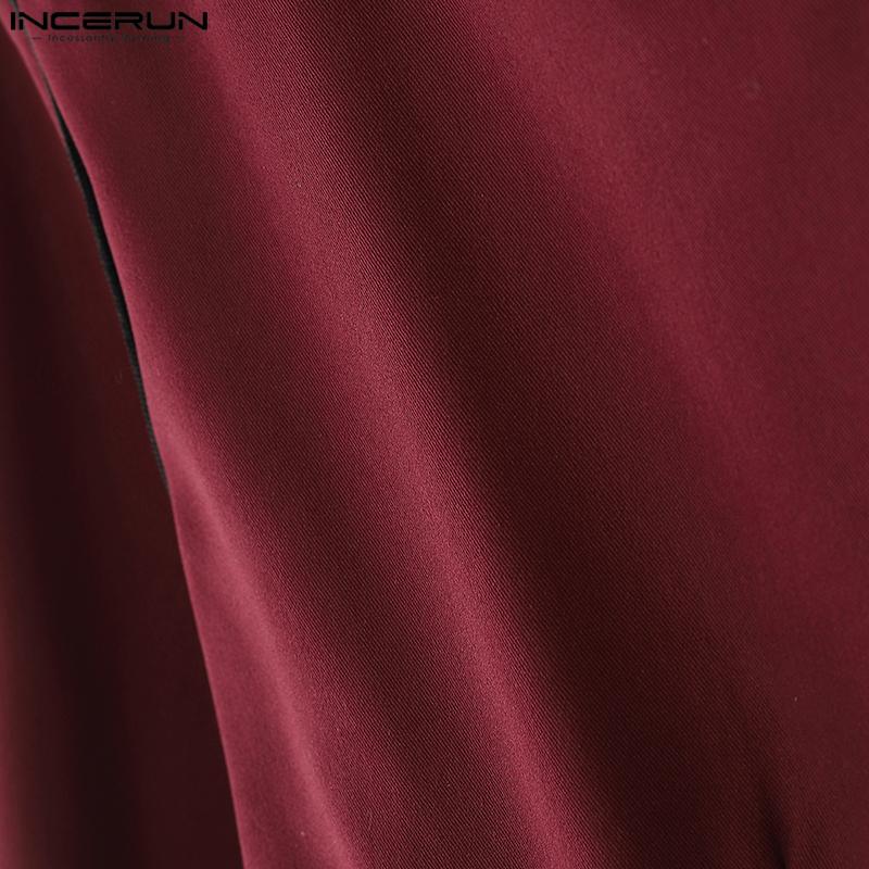 INCERUN Men Autumn Stand Neck Long Sleeve Buttons High Splits Long Windbreaker Coats