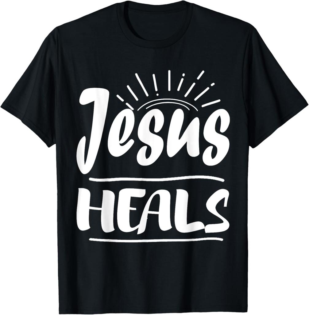 Jesus Heals Shirt for Christians Religion T-Shirt Vintage T Shirt Y2k Short Sleeve Unisex Summer Streetwear Tops Ropa Hombre