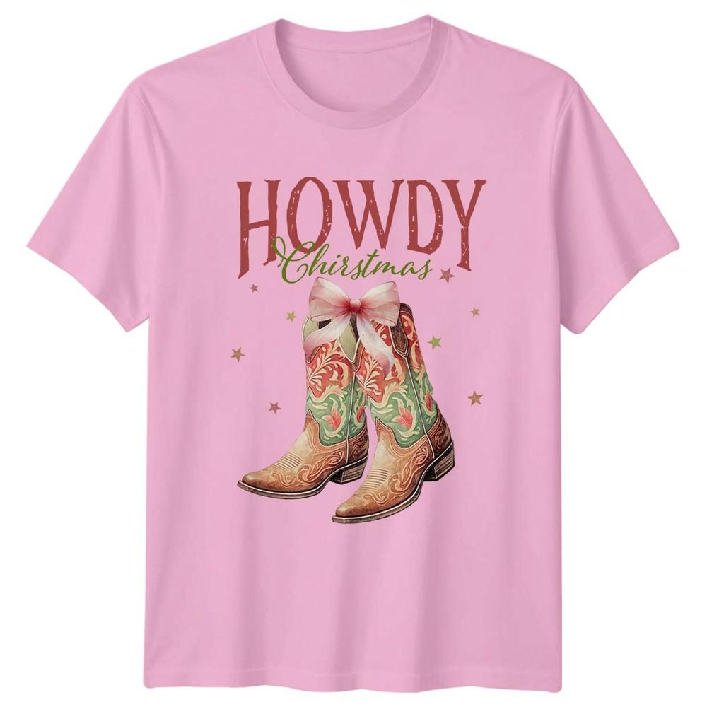 Howdy Chirstmas Western Christmas Holidays Unisexs Unisexs Graphic Tee Boots