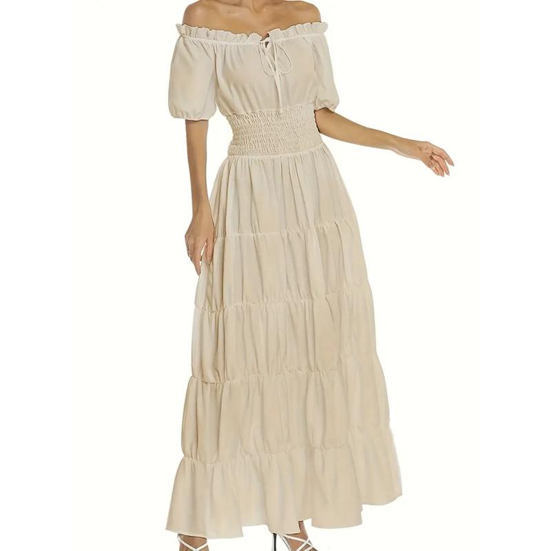 Mittelalterliches Damen Kurzarmkleid Renaissance Abschlussball Langes Kleid Bühnenkostüm