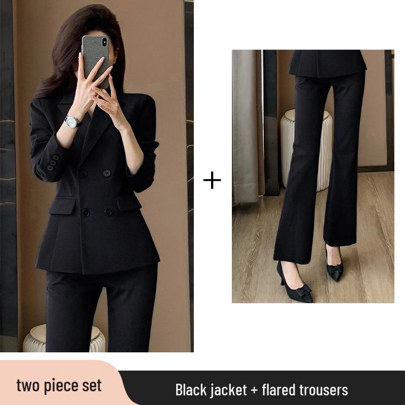 Women's Professional Suit Set: High-End Black Formal Wear for Interviews and Office