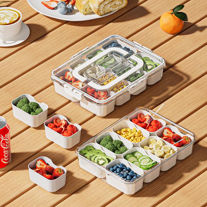 Portable 5-Compartment Outdoor Picnic Food Storage Box with Handle