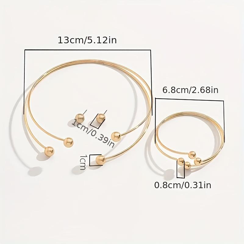 Set di gioielli orecchini a lobo bracciale con collare regolabile a palla personalizzato semplice gioielli design di nicchia stile freddo