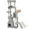 170 Cm Large Cat Tree Cat Tower With 7 Scratching Posts Tunnel 2 Condos Hammock Perch Ramp Pompoms Light Grey