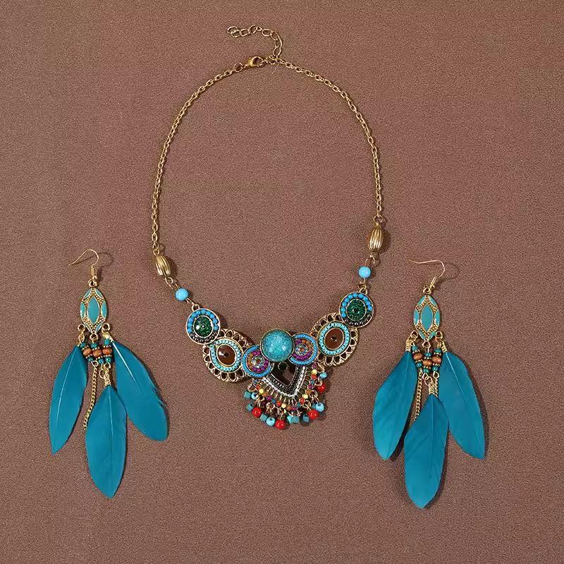 

Miao S Young Adult Same Style as Yang Chaoyue Necklace Ethnic Style Tibetan Headdress Tibetan Forehead Ornament Forehead Diamond Clavicle Chain Exotic Wind 2-piece Set-No Ear Holes Remarks [5]]