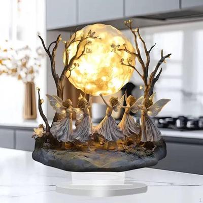 Moon Fairy Plaque Acrylic Sign Accent Table Decoration Ornament 2D Flat for Office
