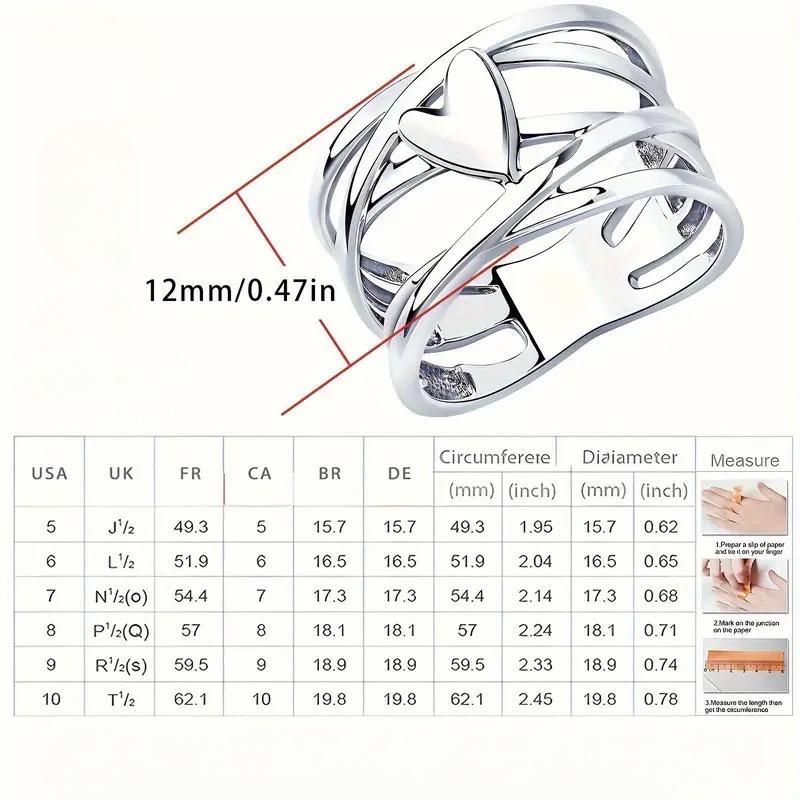 Sterling Silver Plated Heart-Shaped Ring, Nickel-Free Hypoallergenic Unique Design Women's Fashion Jewelry, Perfect For Everyday And Party Accessories