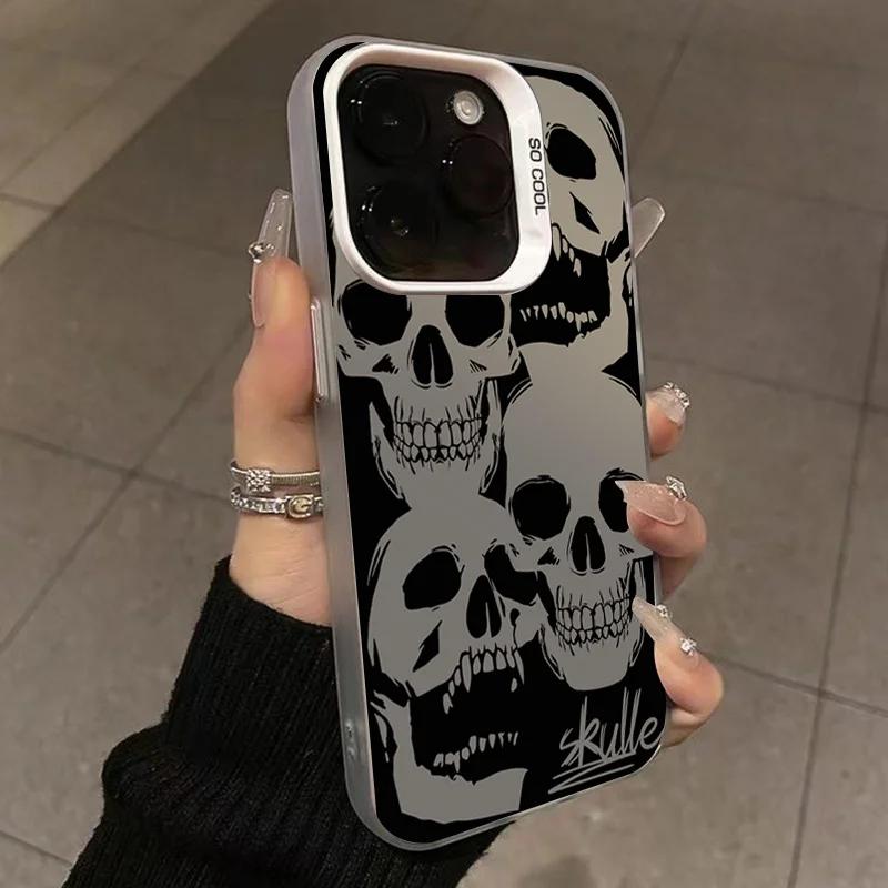 Four Spooky Skull Pattern Cover For  Redmi Note 13 12 11S 11 10S 10 Pro Plus Redmi 13 12C 10C Shockproof Laser Matte Cover