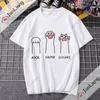 Schere Stein Papier Katzenkralle T-Shirt Kawaii Lustiger Grafikdruck Unisex T-Shirt Süßes feminines Shirt Locker bequemes Shirt