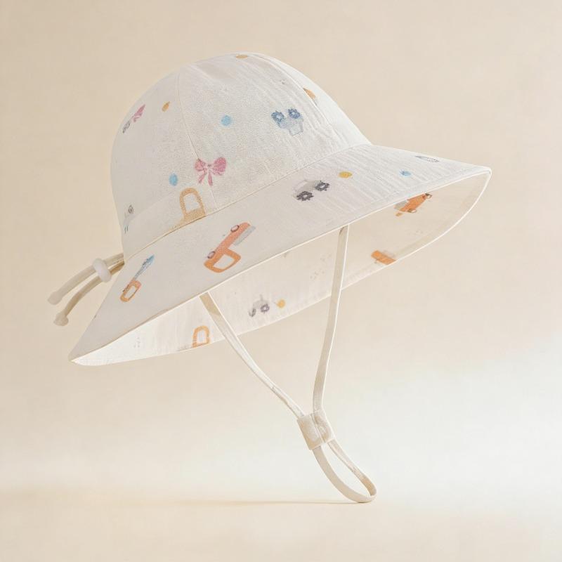 

Kids Summer Sun Hat 50-54cm Adjustable Flower Bucket Hat 7cm Wide Brim Breathable Cotton Beach Cap for Toddlers and Children Size 54 (3-6 Y)