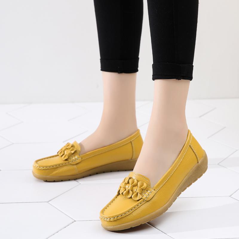 Women Flats Shoes Woman Genuine Leather Slip on Loafers Shoes Woman Soft Nurse Ballerina Shoes Plus Size Casual
