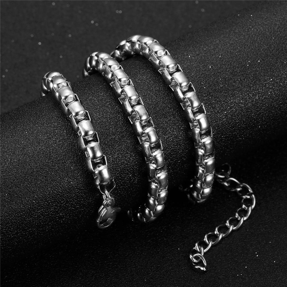 CHOKER Silver Color Stainless Steel 6.5mm Men Long Choker Box Chain Necklace for Women Vintage Party Jewelry