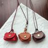 Small Leather Coin Purse Necklace: Cute Pendant Accessory with Long Rope