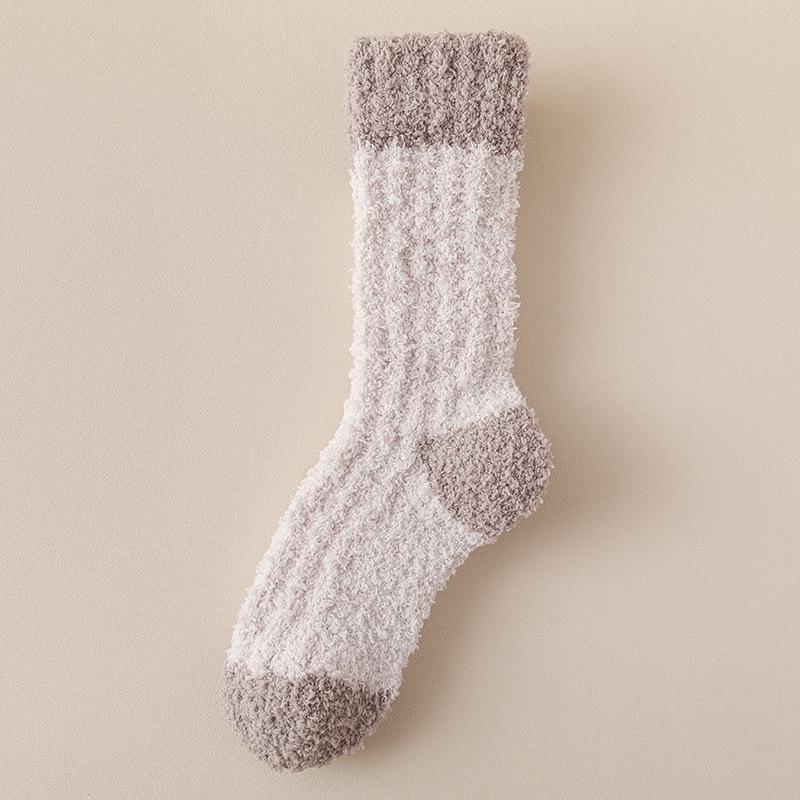 Coral Velvet Socks for Women Autumn Winter Extra Thick Warm Mid-tube Floor Socks Wool Circle Plus Velvet Sleeping Month Sleeping Socks