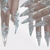 Fashion Punk Nail Cover Bone Ring Metal Rhinestone Hollow Fingertip Protective Cover Multilayer Finger Rings Cosplay Jewelry Set