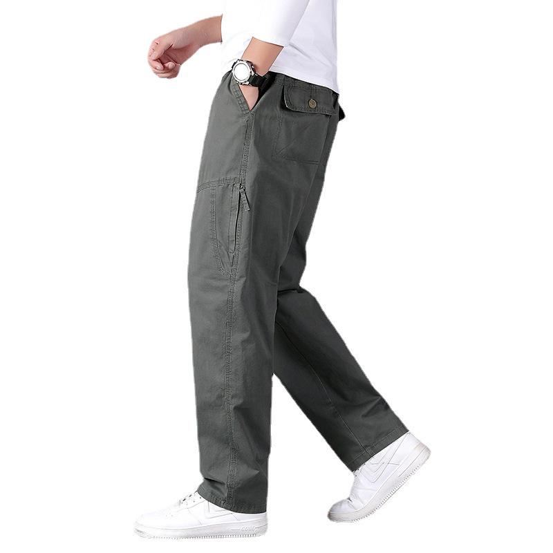 Pánske bavlnené pracovné nohavice s pranou úpravou - Voľný rovný strih pre stredný vek, business casual