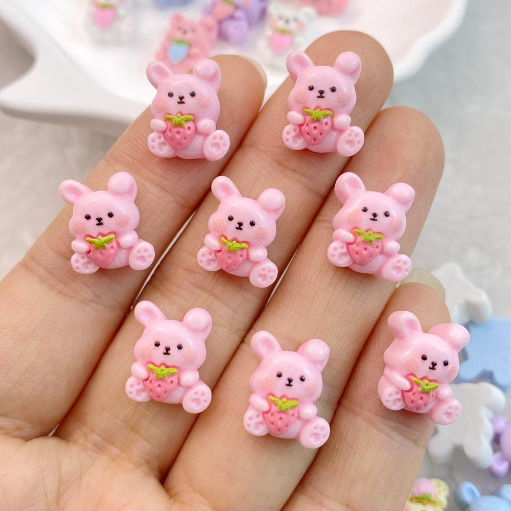 20Pcs New Cute Mini Cartoon Little Rabbit Resin Flatback Ornament Jewelry Making Manicure Hairwear Accessorie