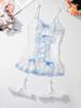 Foshan Lace Bow See-through Lingerie & Garter Skirt Set