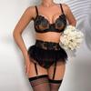 Fun suit New Internet celebrity gauze skirt ruffle edge tutu skirt garter belt tight Fun shapewear suit