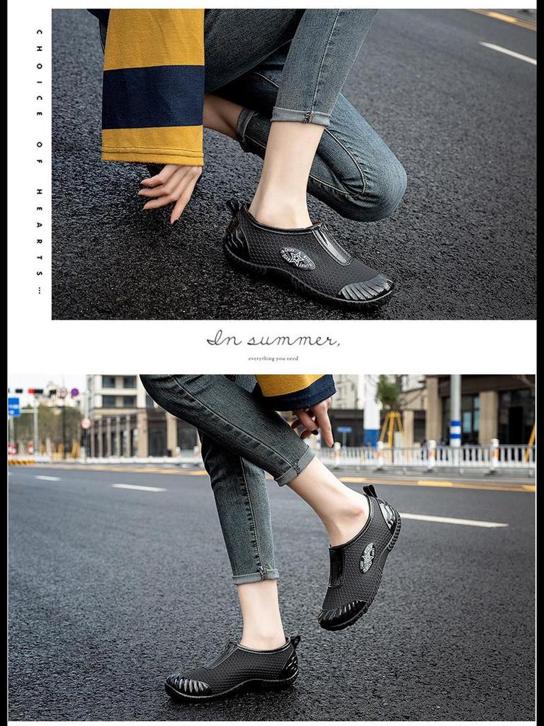 Women's Korean Style Non-Slip Waterproof Rain Boots - Short-Tube, Low-Top, for Spring & Autumn