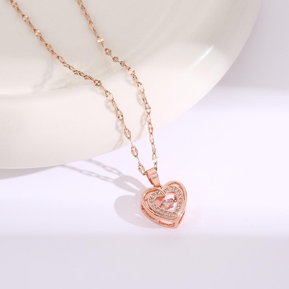 Hochwertige Damen Halskette aus Titanstahl mit vierblättrigem Kleeblatt - Nicht verblassend, vielseitige Schlüsselbeinkette