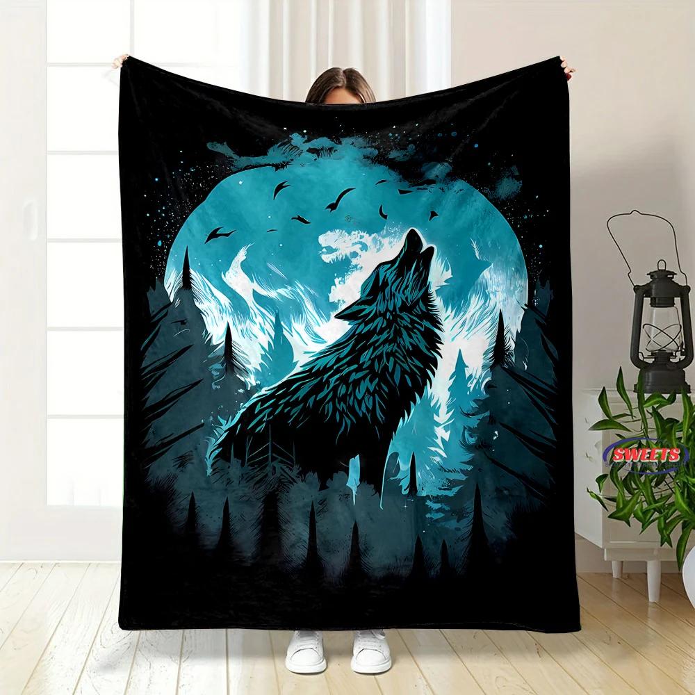 Fine Workmanship Wolf Blanket,Comfortable and Breathable, Machine Washable Blanket,Home Office Nap Blanket for Four Seasons Gift