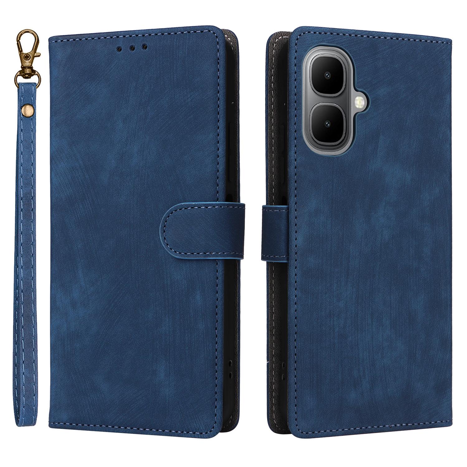 

For Infinix Smart 10/TECNO Pop 10 Case Wallet RFID Blocking PU Leather Phone Cover Stand with Strap Blue