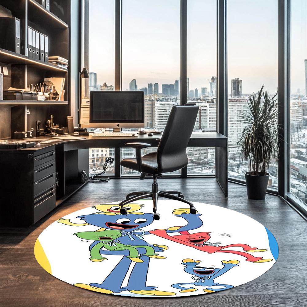 Poppy Playtime Bedruckter Runder Teppich Teppich Stuhlteppich Bereichsteppich Eingang Fußmatten, für Bürostuhl Wohnzimmer Schlafzimmer Küche.