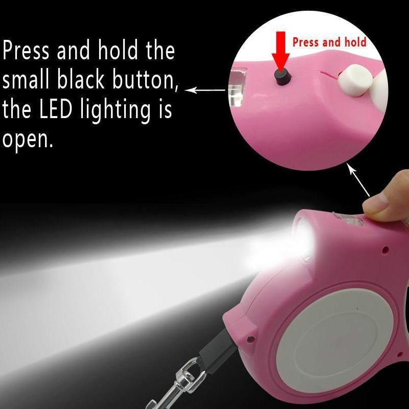 Dog Leash with Flashlight Extending Walking Leads for Small Medium Dogs