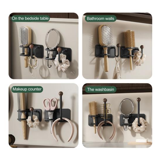 Držák na gumičky do vlasů, hřebenový držák, litinový, nerezavějící, vodotěsný, vertikální design, stojan pro uložení hřebenů a gumiček do vlasů, vlasové doplňky