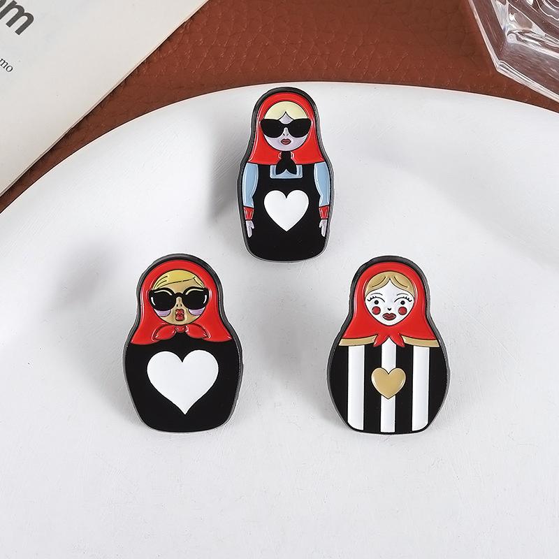 Cultural Costume Collected Enamel Pin Classic  Nesting Doll Metal Brooches Lapel Badge Jewelry Gift For Friends