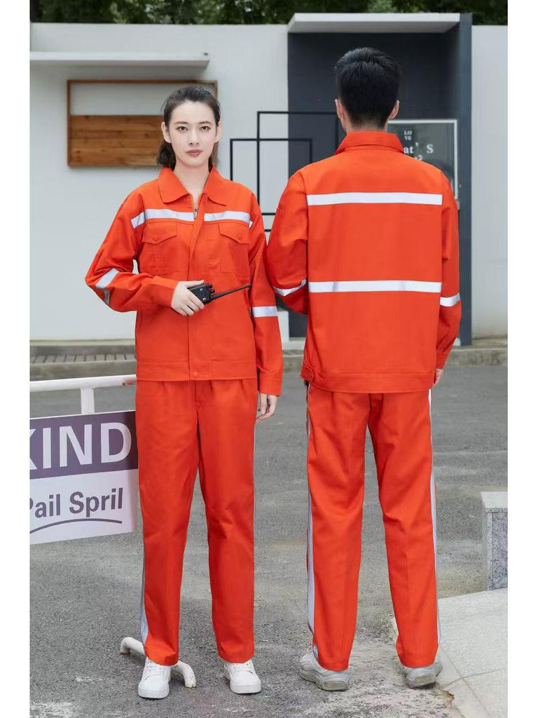 Reflective Workwear Set: Spring & Autumn, Summer Sanitation, Road Construction, Wear-resistant, Thin Long-sleeved Uniform