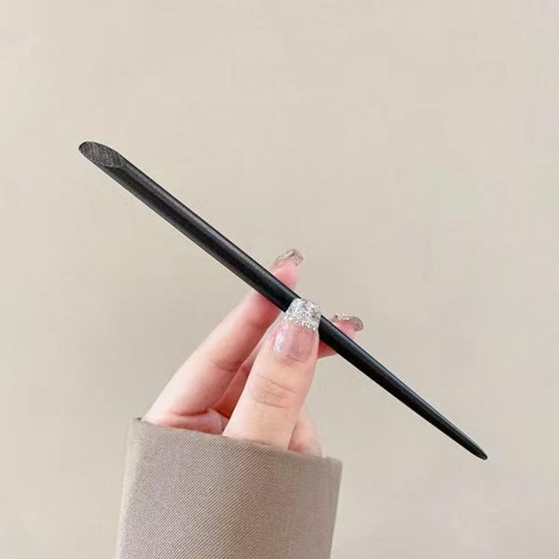 1pc Vintage Chinese Style Hair Accessory Wooden Sandalwood Hair Stick Disc Hair Tools Simple Women's Hair Accessory Hair Needle