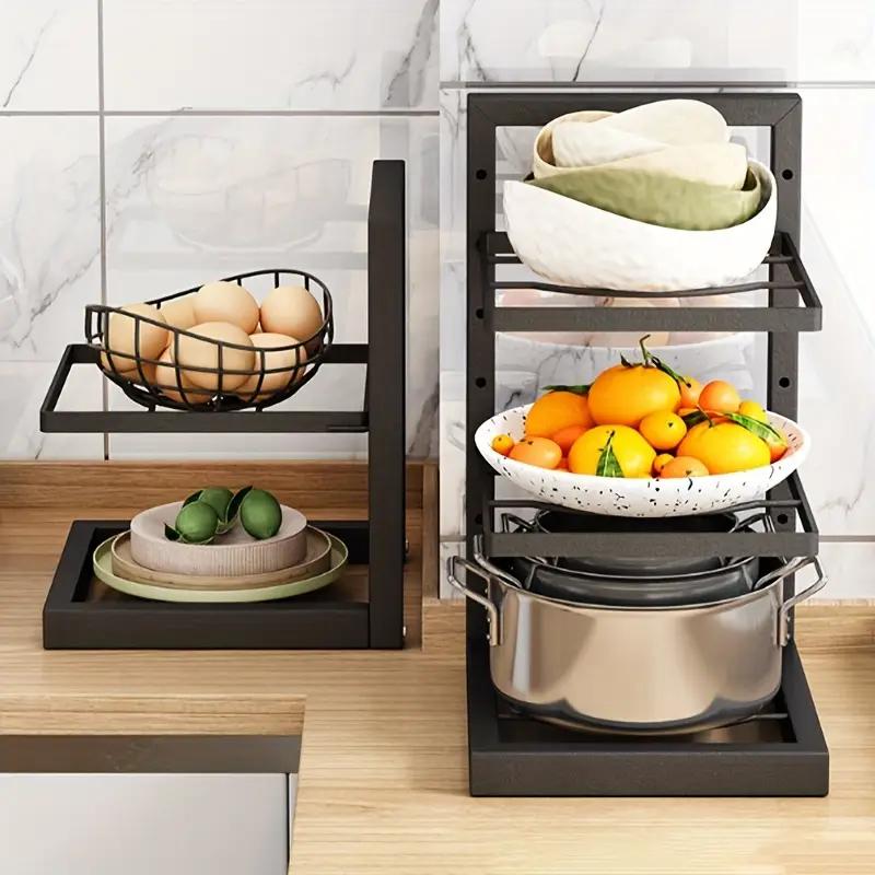 1pc Height Adjustable 3/4 Layer Pot Rack Storage Rack Stainless Steel Under Sink Household Cabinet Rack Kitchen Supplies