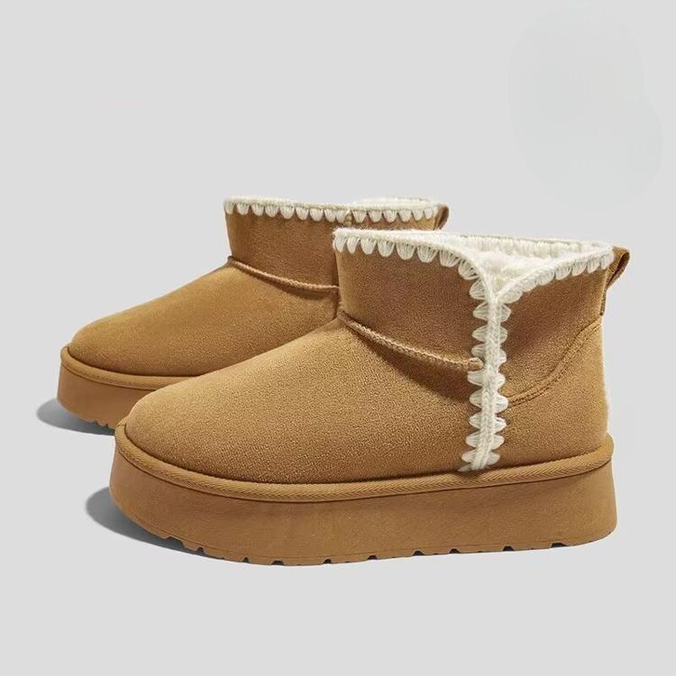 

Ботинки на толстой подошве, Женские теплые короткие угги, Флисовые и утепленные универсальные хлопковые ботинки 40 малиновый