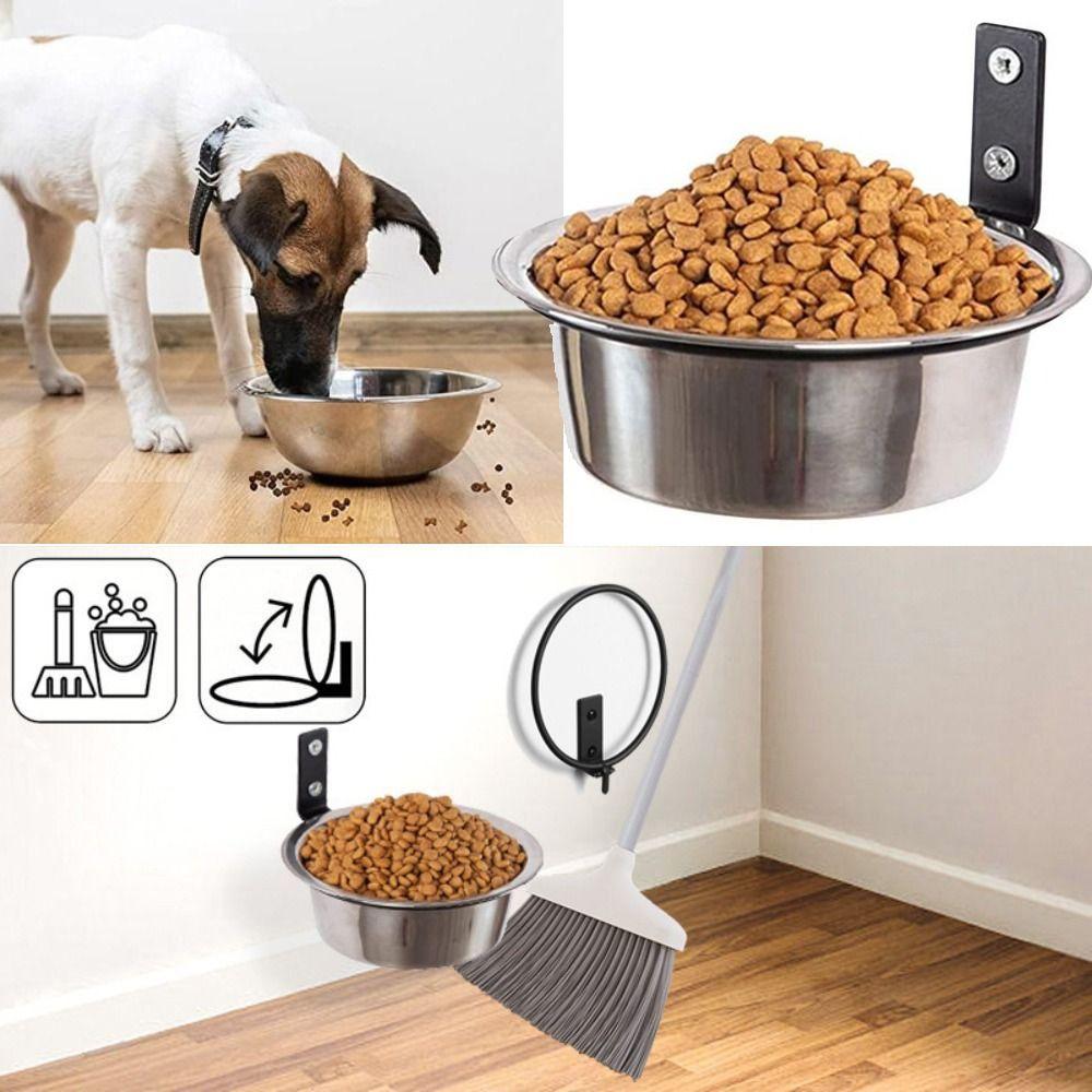 Foldable Hanging Pet Bowl Anti Slip Wall Mounted Cat Food Water Bowl Multifunction Anti Vomiting Stationary Dog Cage Bowl