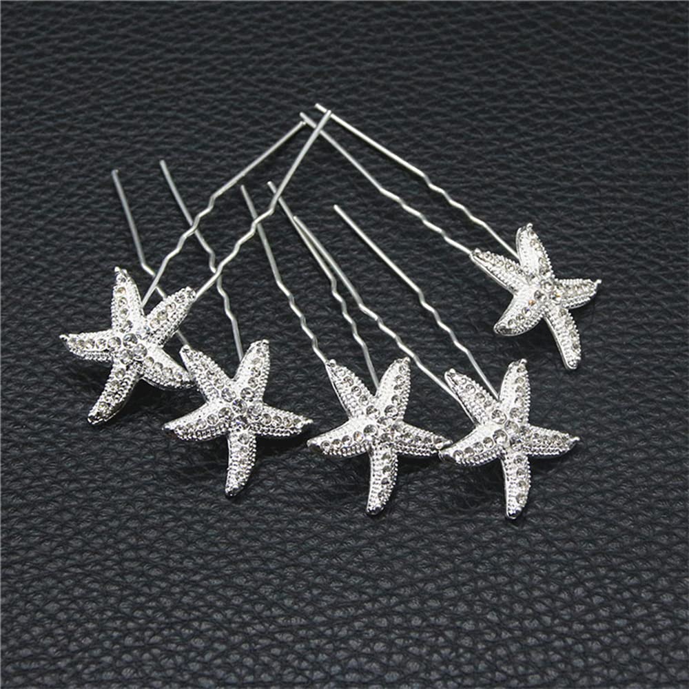 5-piece bride set with 5 starfish hair clips and hair accessories, decorative jewelry Pack of 1