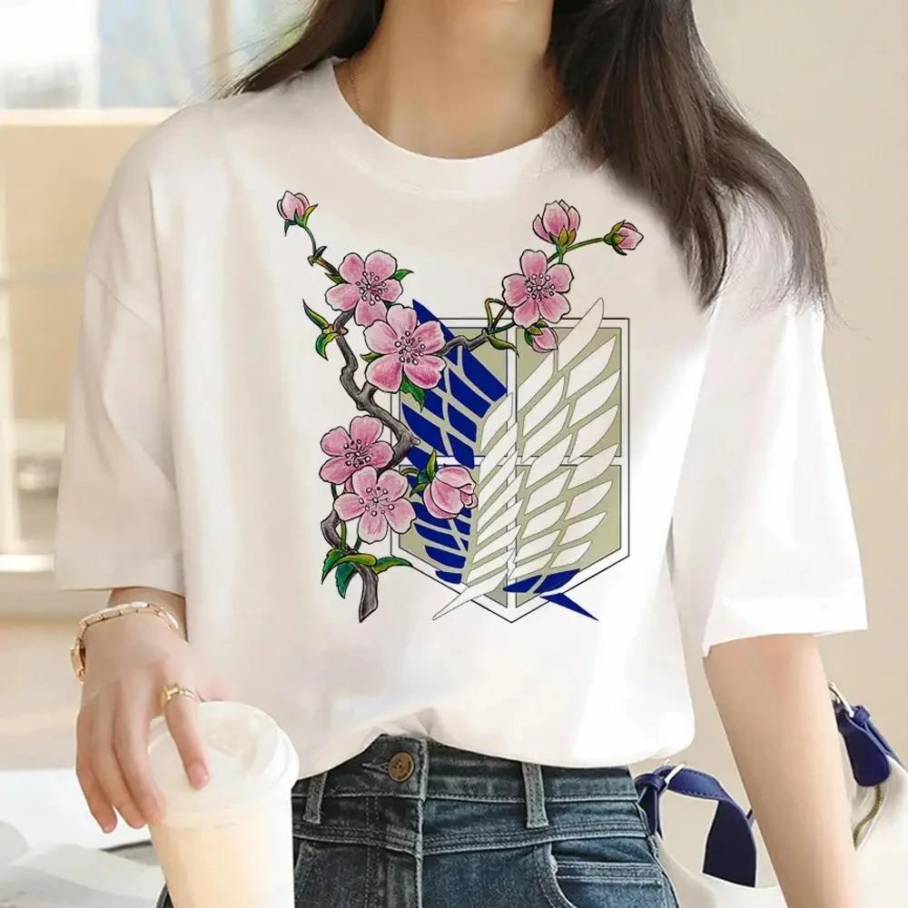2025 Anime Attack Titan Pattern Harajuku T-shirt Casual Fashion Short Sleeve T-shirt Women's Retro Top T Shirt Aesthetic Clothes