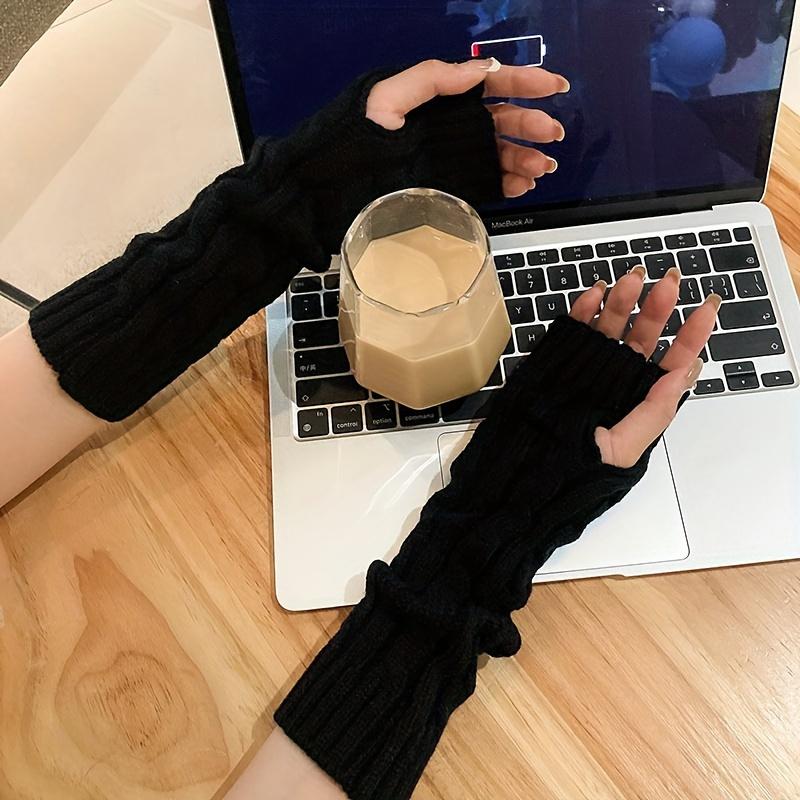 

Уютные вязаные перчатки без пальцев — мягкие, теплые рукава для женщин | Ветрозащитные и эластичные | Идеально подходят для осенне-зимних прогулок One Size Fits All чёрный